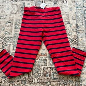 Primary Red and Navy Striped Kids Leggings Size 10 NWT